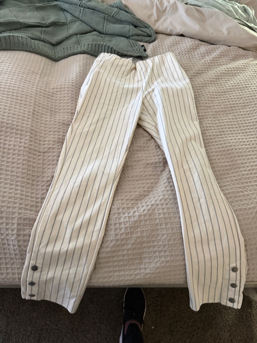 rag & bone Cream Pinstripe Ankle Pants